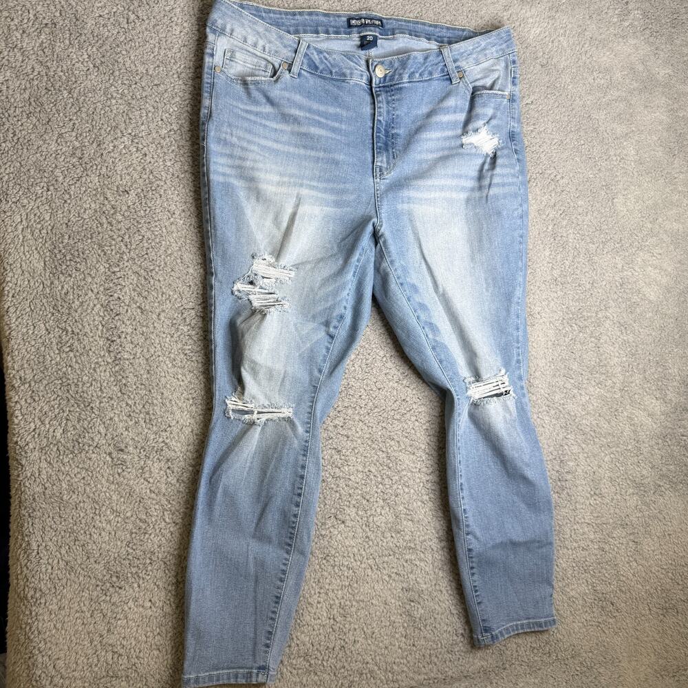 Indigo Fusion Jeans Womens 20 Blue Distressed Light Wash